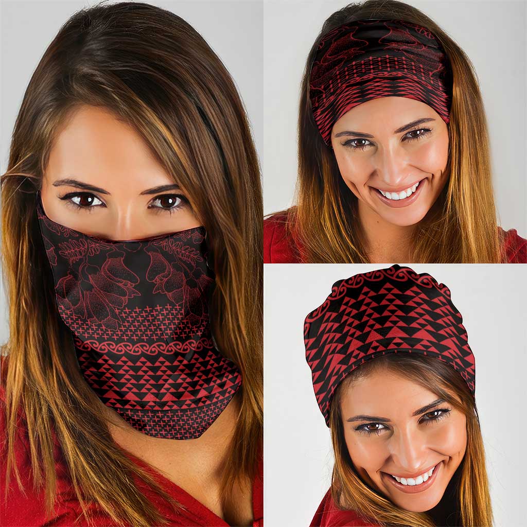 Red Taniko Kowhaiwhai Tukutuku Motif Neck Gaiter - Polynesian Pride