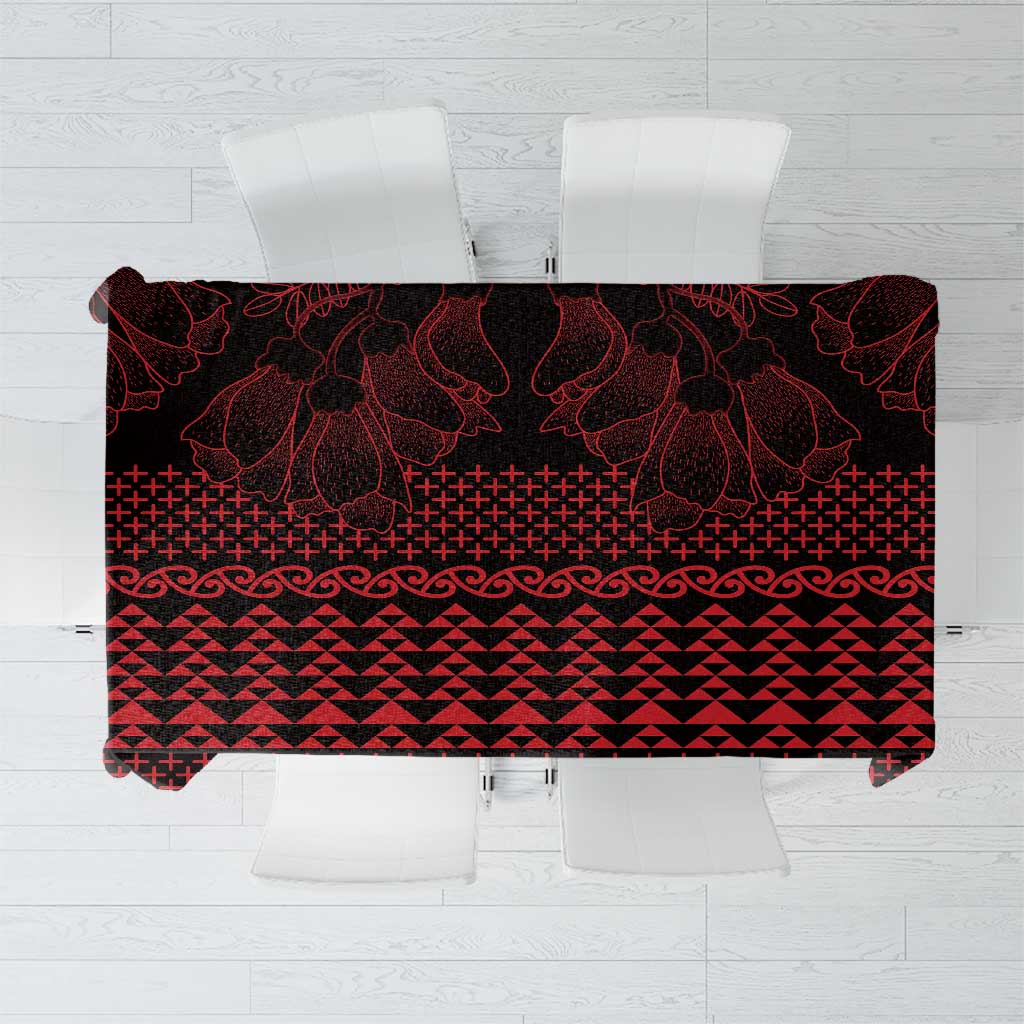 Red Taniko Kowhaiwhai Tukutuku Motif Tablecloth