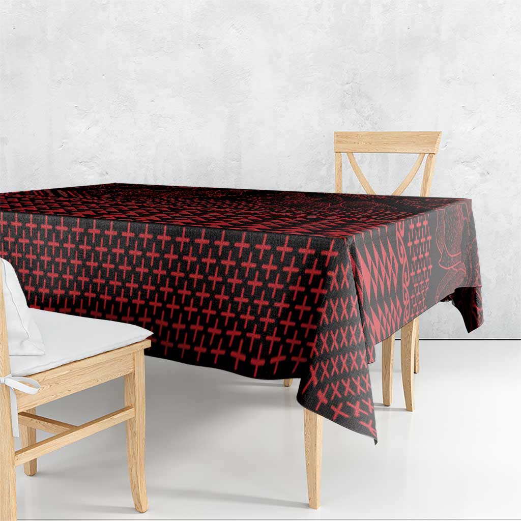 Red Taniko Kowhaiwhai Tukutuku Motif Tablecloth