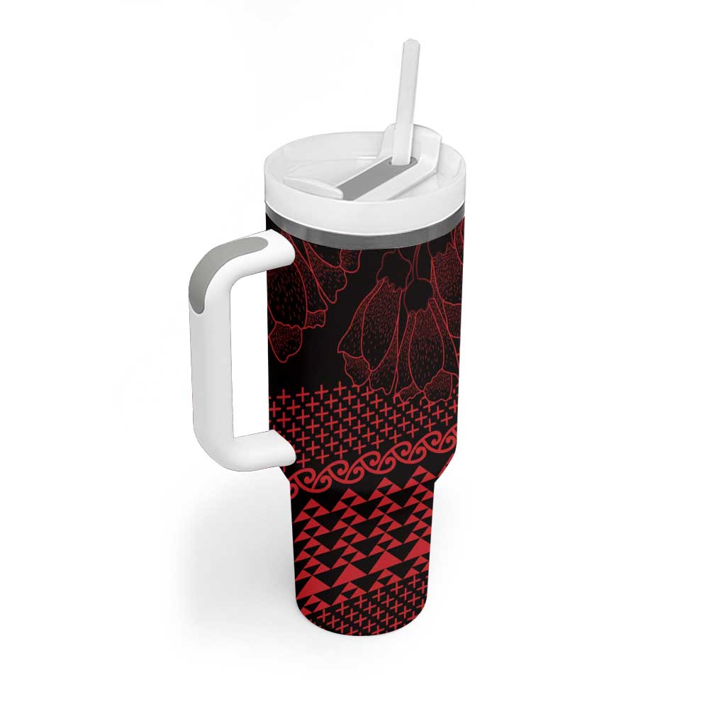 Red Taniko Kowhaiwhai Tukutuku Motif Tumbler With Handle