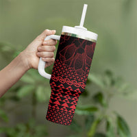 Red Taniko Kowhaiwhai Tukutuku Motif Tumbler With Handle