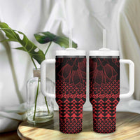 Red Taniko Kowhaiwhai Tukutuku Motif Tumbler With Handle