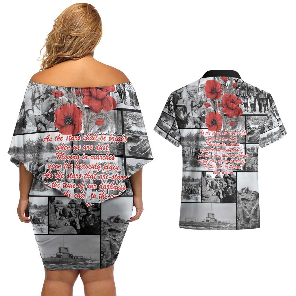 ANZAC Day Gallipoli Campaign Couples Matching Off Shoulder Short Dress and Hawaiian Shirt To The End They Remain