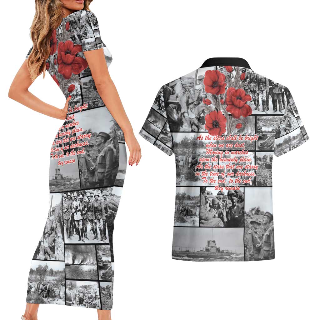 ANZAC Day Gallipoli Campaign Couples Matching Short Sleeve Bodycon Dress and Hawaiian Shirt To The End They Remain
