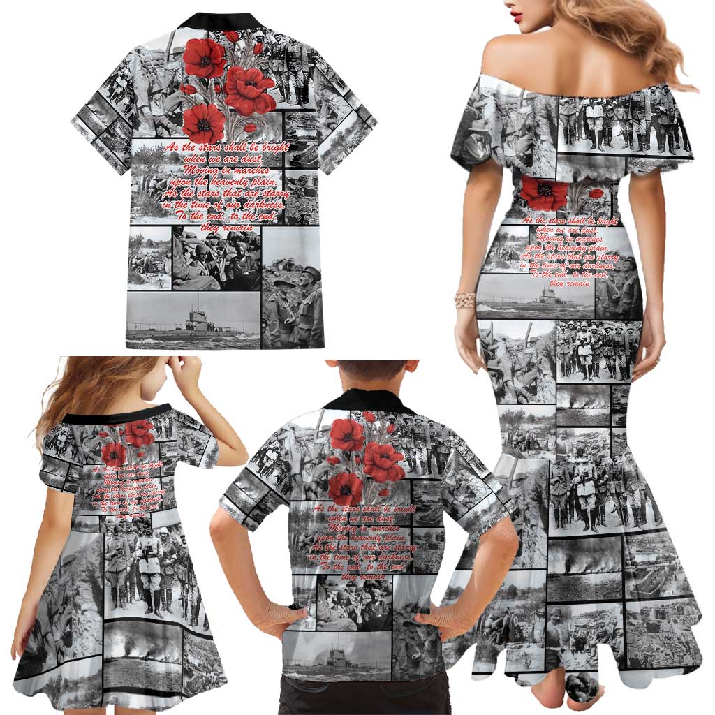 ANZAC Day Gallipoli Campaign Family Matching Mermaid Dress and Hawaiian Shirt To The End They Remain