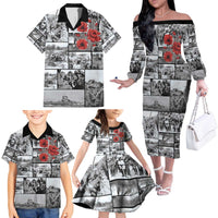 ANZAC Day Gallipoli Campaign Family Matching Off The Shoulder Long Sleeve Dress and Hawaiian Shirt To The End They Remain