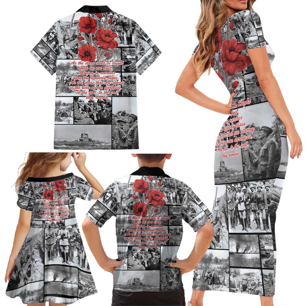 ANZAC Day Gallipoli Campaign Family Matching Short Sleeve Bodycon Dress and Hawaiian Shirt To The End They Remain