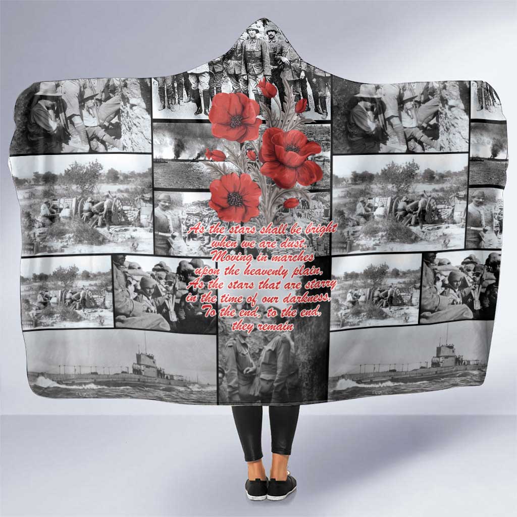 ANZAC Day Gallipoli Campaign Hooded Blanket To The End They Remain LT9 One Size Black - Polynesian Pride