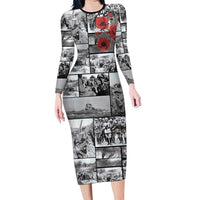 ANZAC Day Gallipoli Campaign Long Sleeve Bodycon Dress To The End They Remain