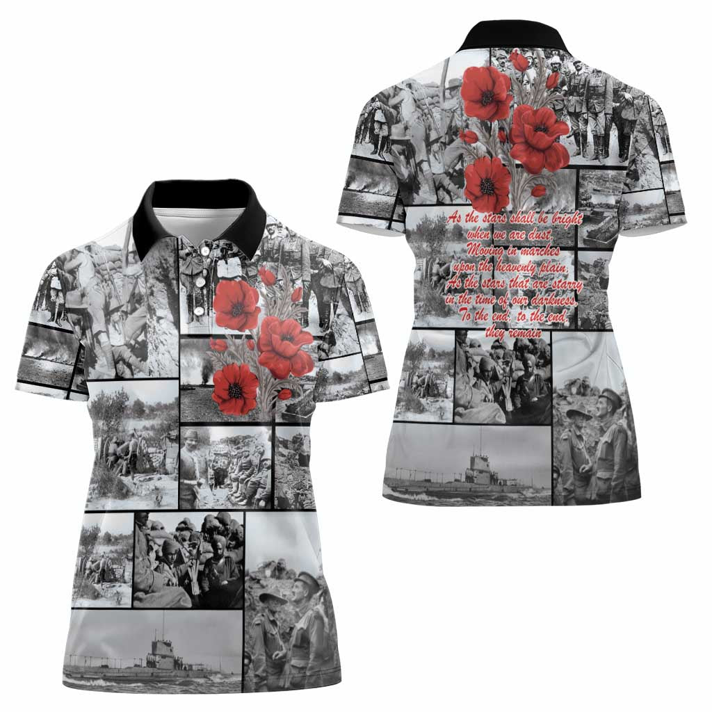 ANZAC Day Gallipoli Campaign Women Polo Shirt To The End They Remain
