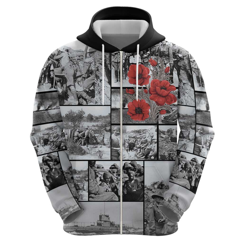 ANZAC Day Gallipoli Campaign Zip Hoodie To The End They Remain