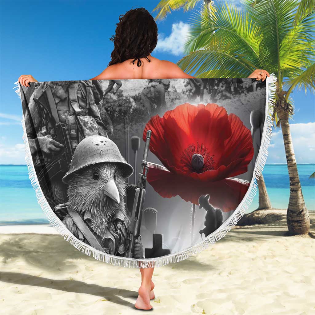 Black ANZAC Day The Battle of Lone Pine Beach Blanket Kiwi-Kangaroo Soldier Lest We Forget