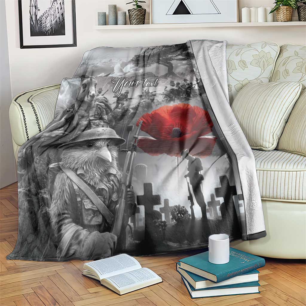 Black ANZAC Day The Battle of Lone Pine Blanket Kiwi-Kangaroo Soldier Lest We Forget