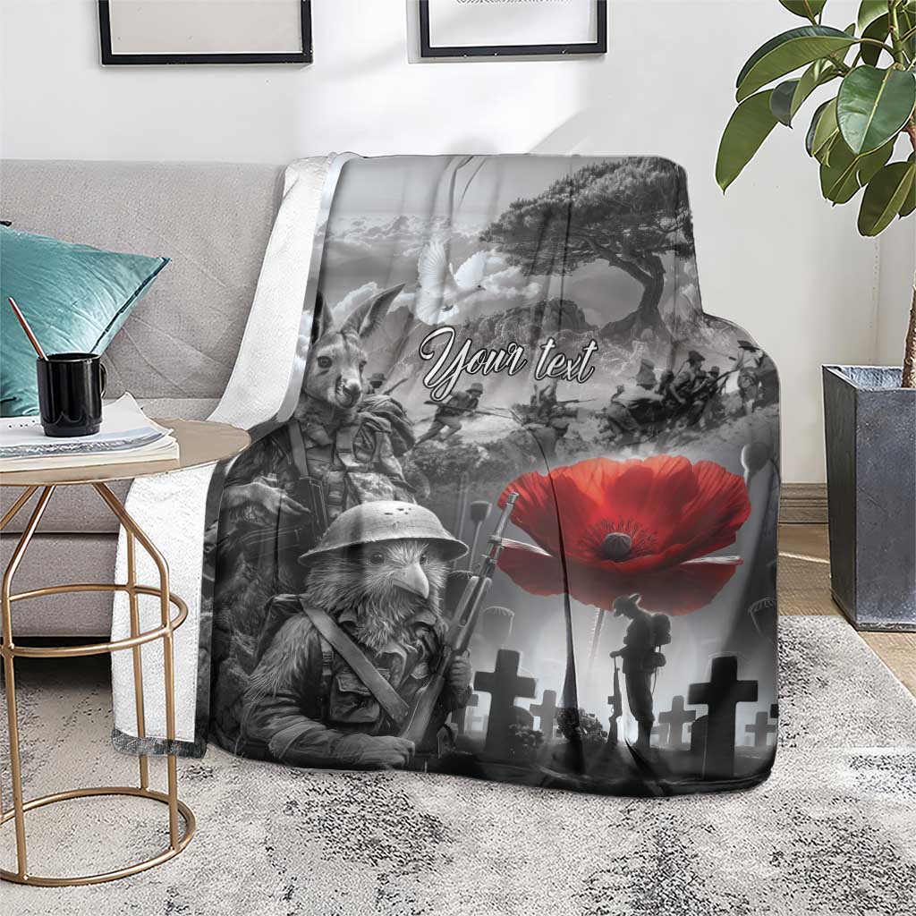 Black ANZAC Day The Battle of Lone Pine Blanket Kiwi-Kangaroo Soldier Lest We Forget