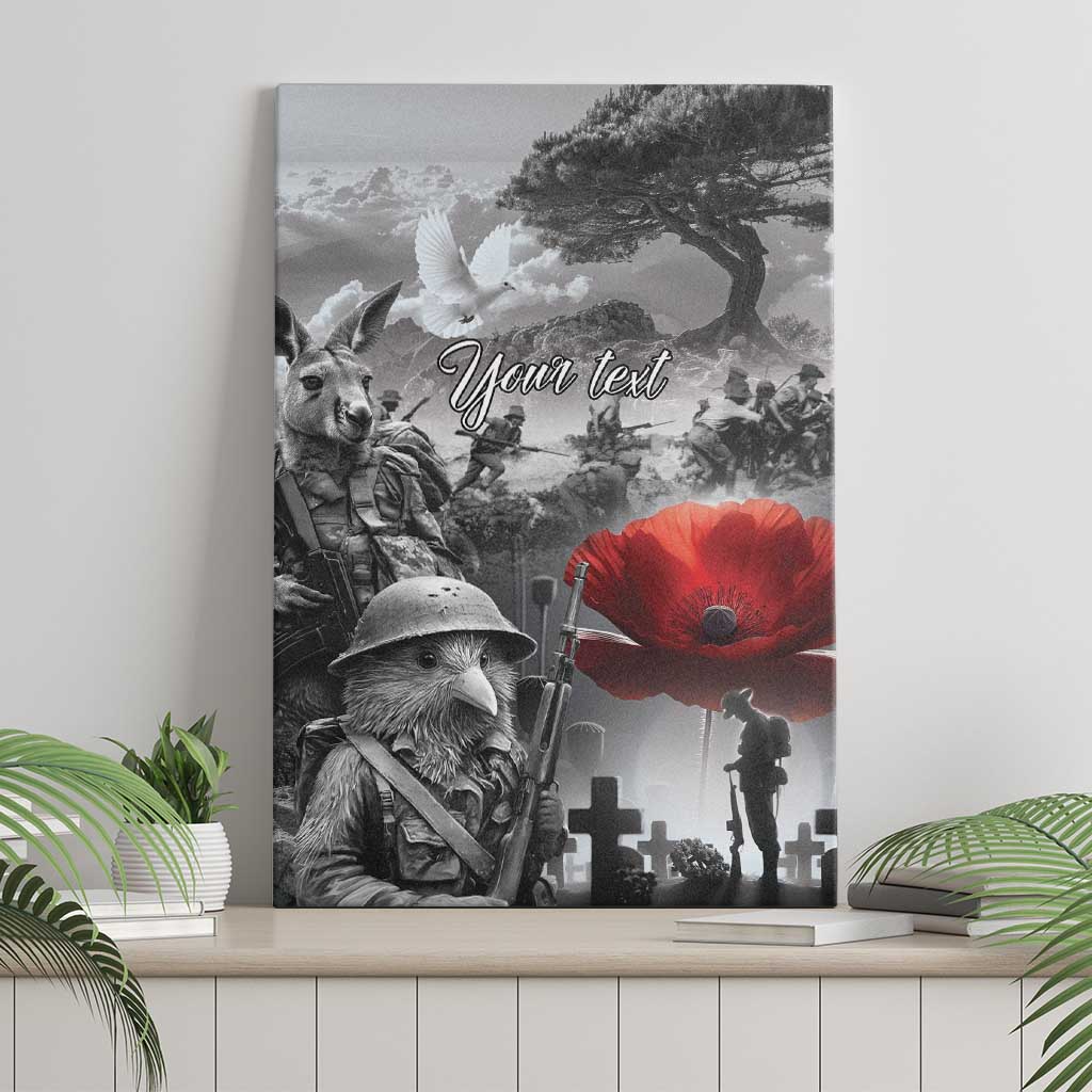 Black ANZAC Day The Battle of Lone Pine Canvas Wall Art Kiwi-Kangaroo Soldier Lest We Forget