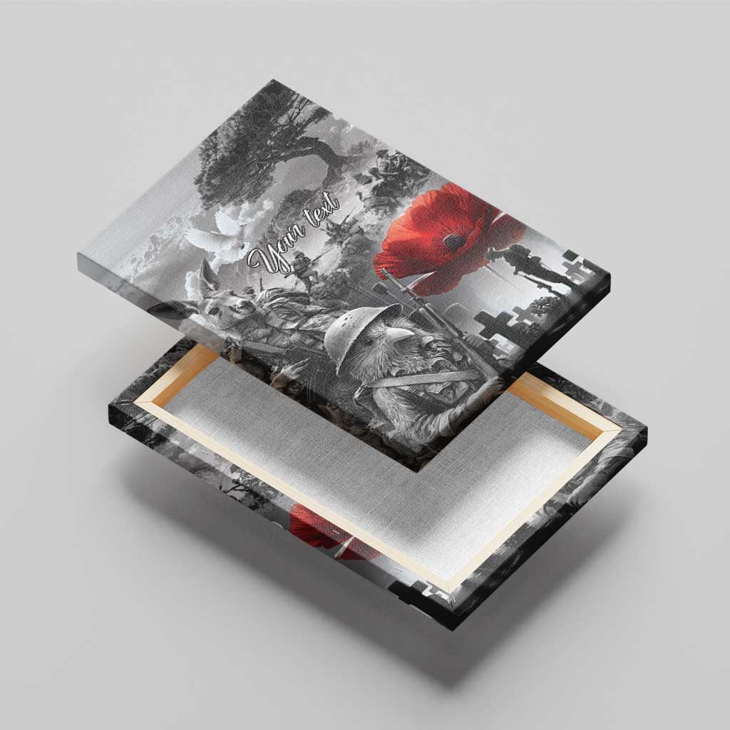 Black ANZAC Day The Battle of Lone Pine Canvas Wall Art Kiwi-Kangaroo Soldier Lest We Forget