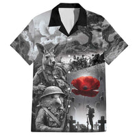 Black ANZAC Day The Battle of Lone Pine Family Matching Off Shoulder Short Dress and Hawaiian Shirt Kiwi-Kangaroo Soldier Lest We Forget