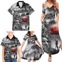 Black ANZAC Day The Battle of Lone Pine Family Matching Summer Maxi Dress and Hawaiian Shirt Kiwi-Kangaroo Soldier Lest We Forget