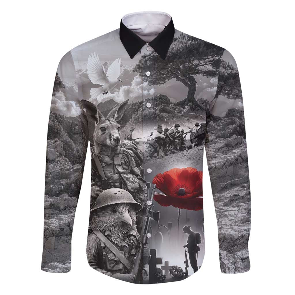 Black ANZAC Day The Battle of Lone Pine Family Matching Tank Maxi Dress and Hawaiian Shirt Kiwi-Kangaroo Soldier Lest We Forget