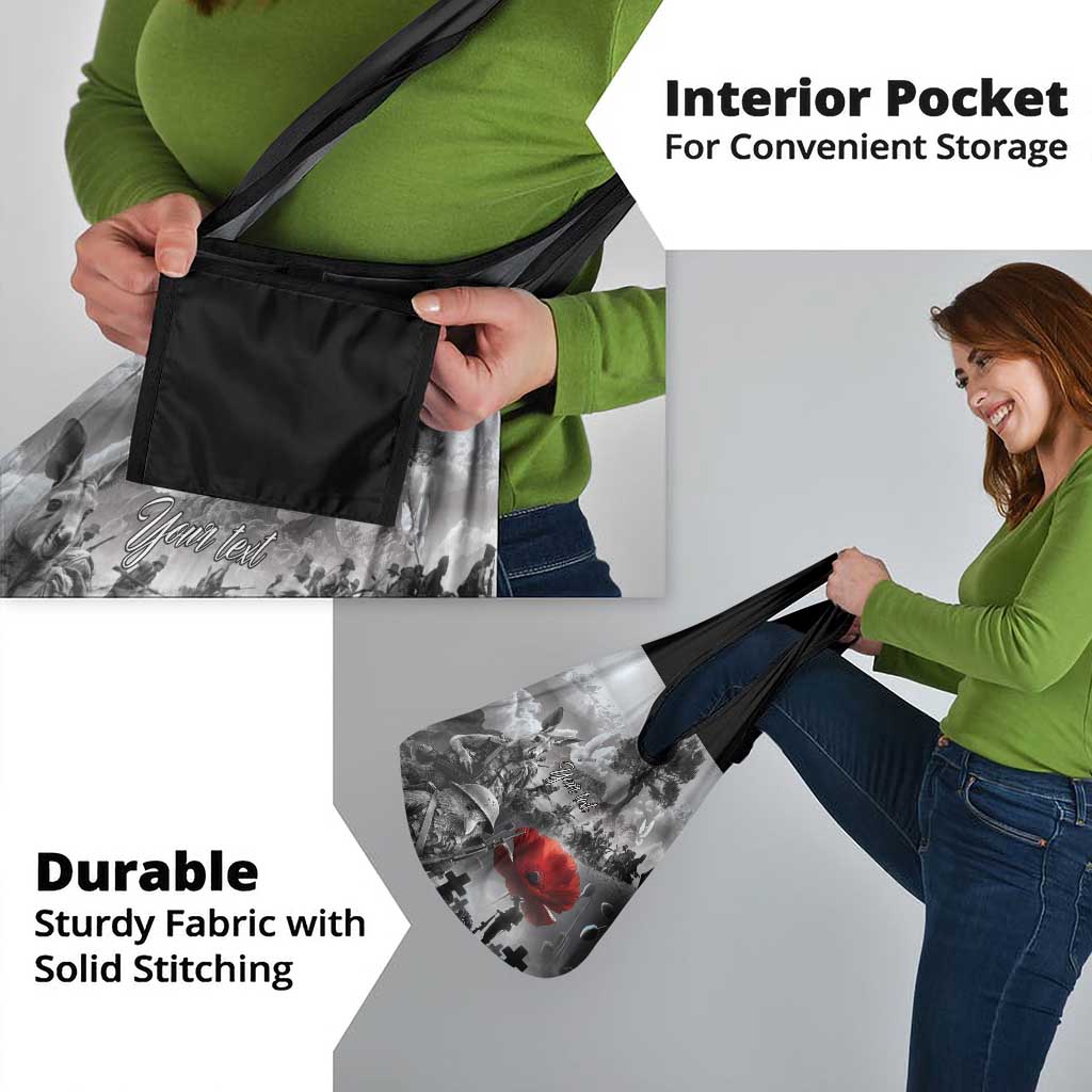 Black ANZAC Day The Battle of Lone Pine Grocery Bag Kiwi-Kangaroo Soldier Lest We Forget