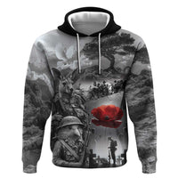 Black ANZAC Day The Battle of Lone Pine Hoodie Kiwi-Kangaroo Soldier Lest We Forget