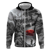 Black ANZAC Day The Battle of Lone Pine Hoodie Kiwi-Kangaroo Soldier Lest We Forget