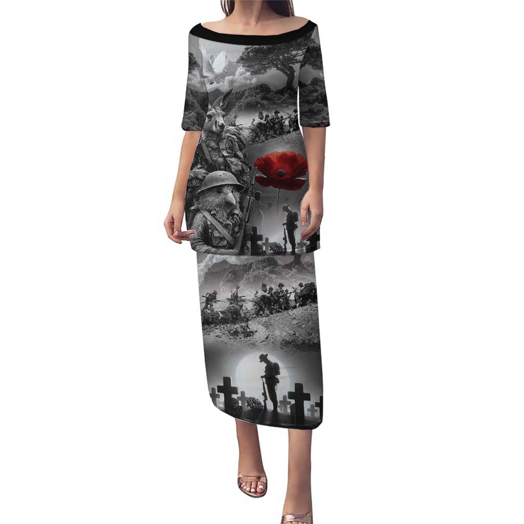 Black ANZAC Day The Battle of Lone Pine Puletasi Kiwi-Kangaroo Soldier Lest We Forget