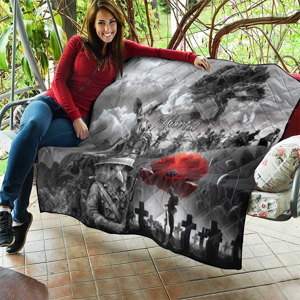 Black ANZAC Day The Battle of Lone Pine Quilt Kiwi-Kangaroo Soldier Lest We Forget