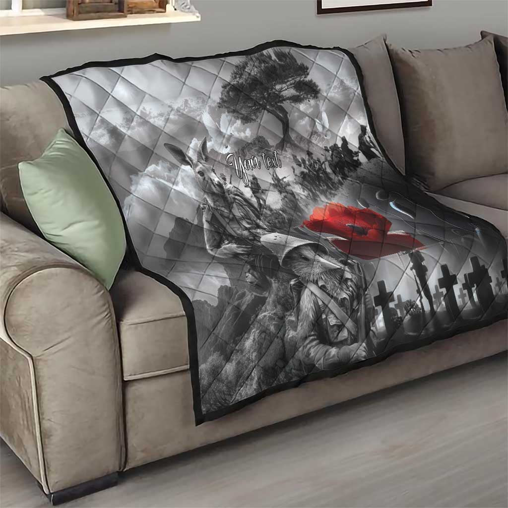 Black ANZAC Day The Battle of Lone Pine Quilt Kiwi-Kangaroo Soldier Lest We Forget