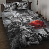 Black ANZAC Day The Battle of Lone Pine Quilt Bed Set Kiwi-Kangaroo Soldier Lest We Forget LT9 Black - Polynesian Pride