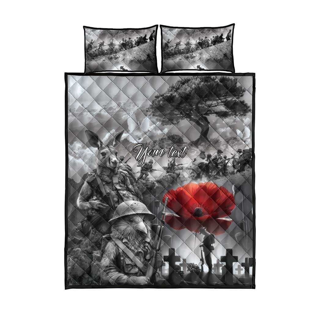 Black ANZAC Day The Battle of Lone Pine Quilt Bed Set Kiwi-Kangaroo Soldier Lest We Forget LT9 - Polynesian Pride