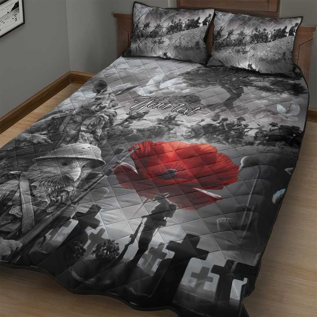 Black ANZAC Day The Battle of Lone Pine Quilt Bed Set Kiwi-Kangaroo Soldier Lest We Forget LT9 - Polynesian Pride