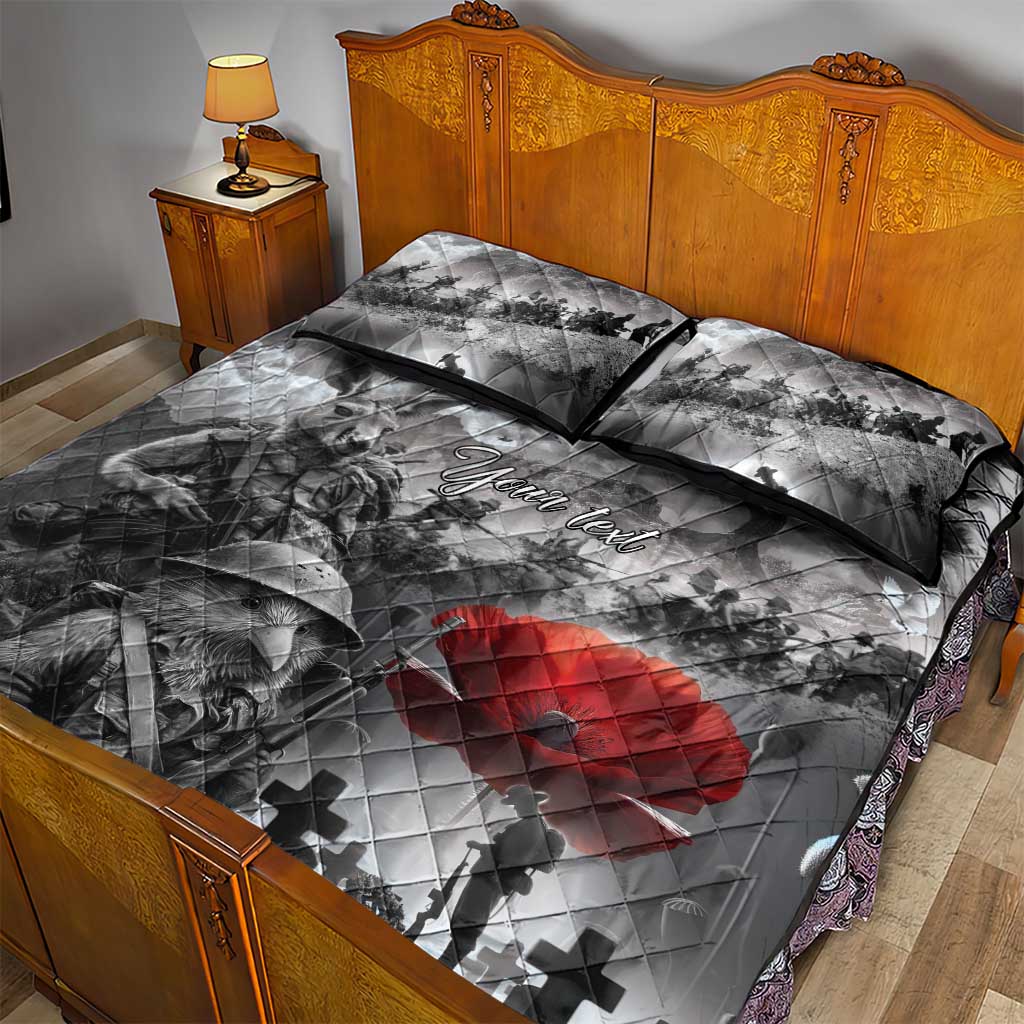 Black ANZAC Day The Battle of Lone Pine Quilt Bed Set Kiwi-Kangaroo Soldier Lest We Forget LT9 - Polynesian Pride