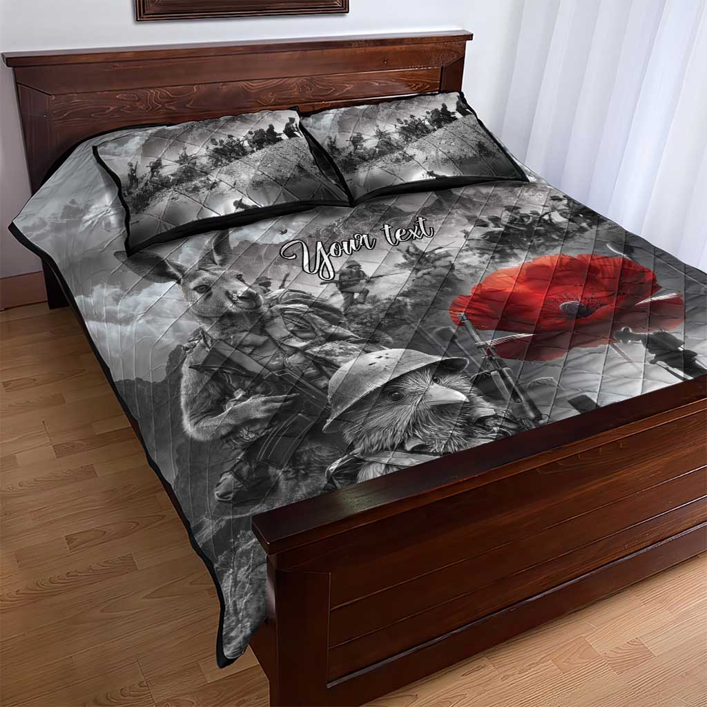 Black ANZAC Day The Battle of Lone Pine Quilt Bed Set Kiwi-Kangaroo Soldier Lest We Forget LT9 - Polynesian Pride