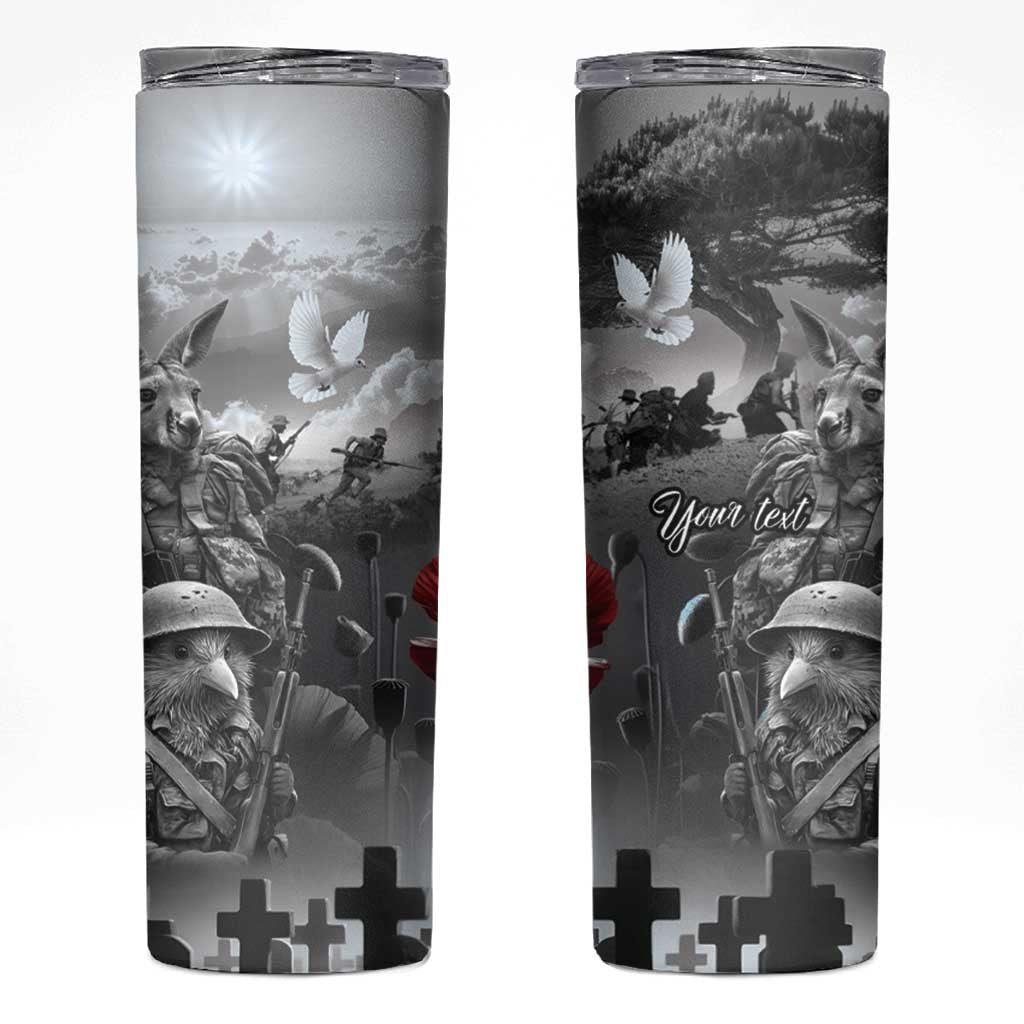 Black ANZAC Day The Battle of Lone Pine Skinny Tumbler Kiwi-Kangaroo Soldier Lest We Forget