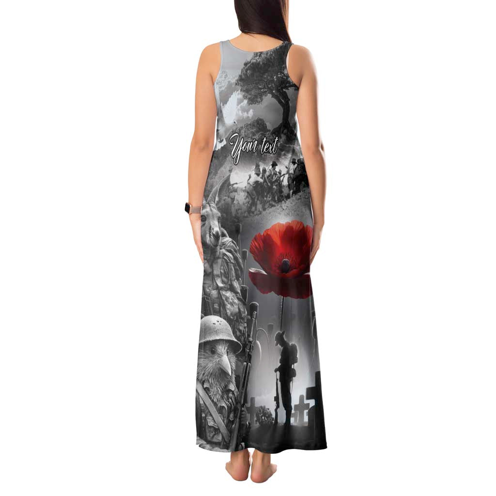 Black ANZAC Day The Battle of Lone Pine Tank Maxi Dress Kiwi-Kangaroo Soldier Lest We Forget