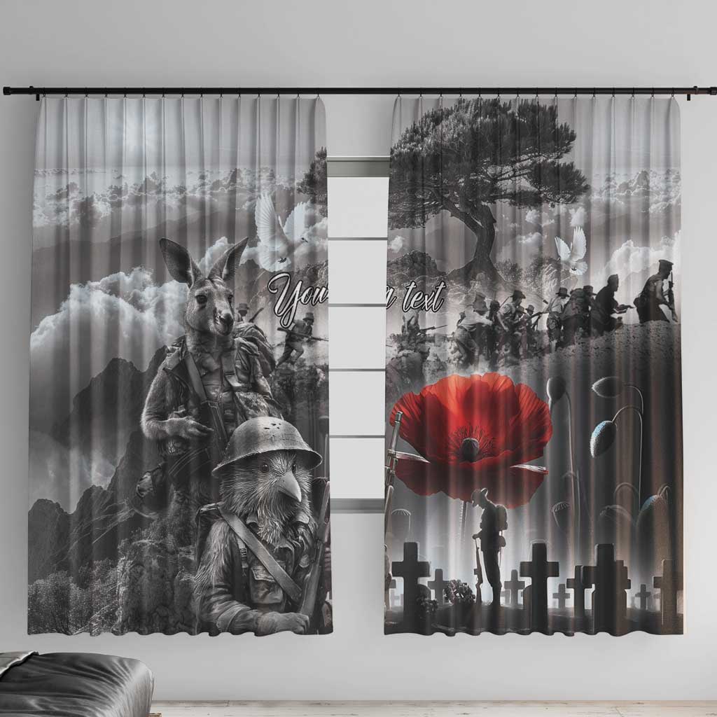 Black ANZAC Day The Battle of Lone Pine Window Curtain Kiwi-Kangaroo Soldier Lest We Forget