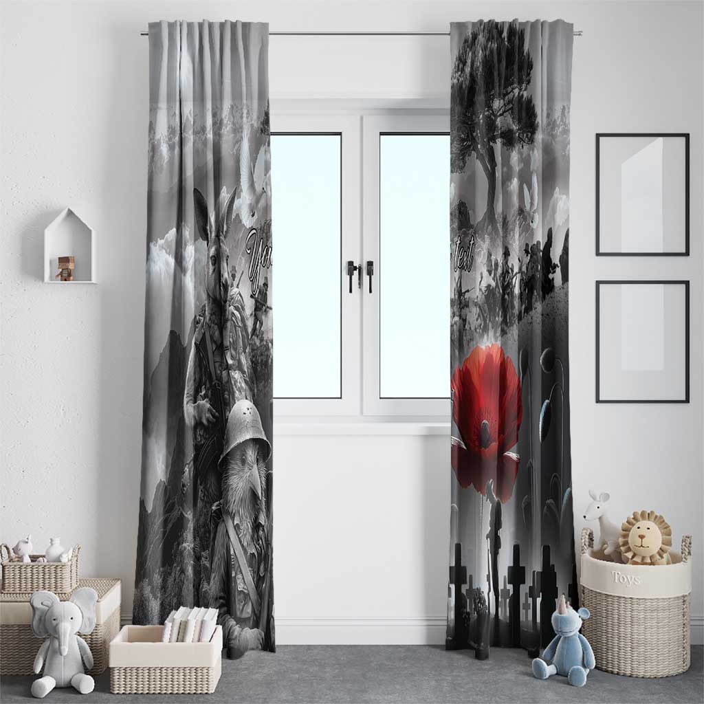 Black ANZAC Day The Battle of Lone Pine Window Curtain Kiwi-Kangaroo Soldier Lest We Forget