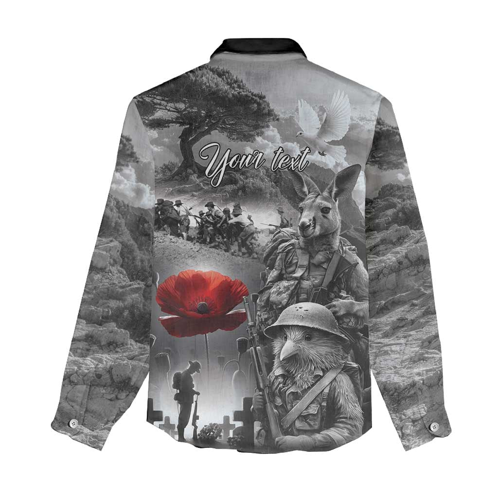 Black ANZAC Day The Battle of Lone Pine Women Casual Shirt Kiwi-Kangaroo Soldier Lest We Forget