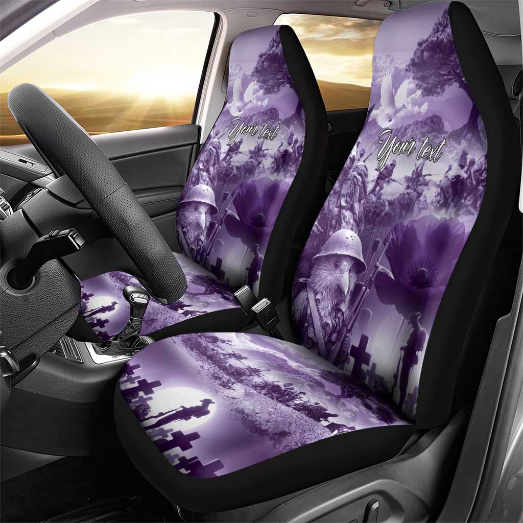 Purple ANZAC Day The Battle of Lone Pine Car Seat Cover Kiwi-Kangaroo Soldier Lest We Forget
