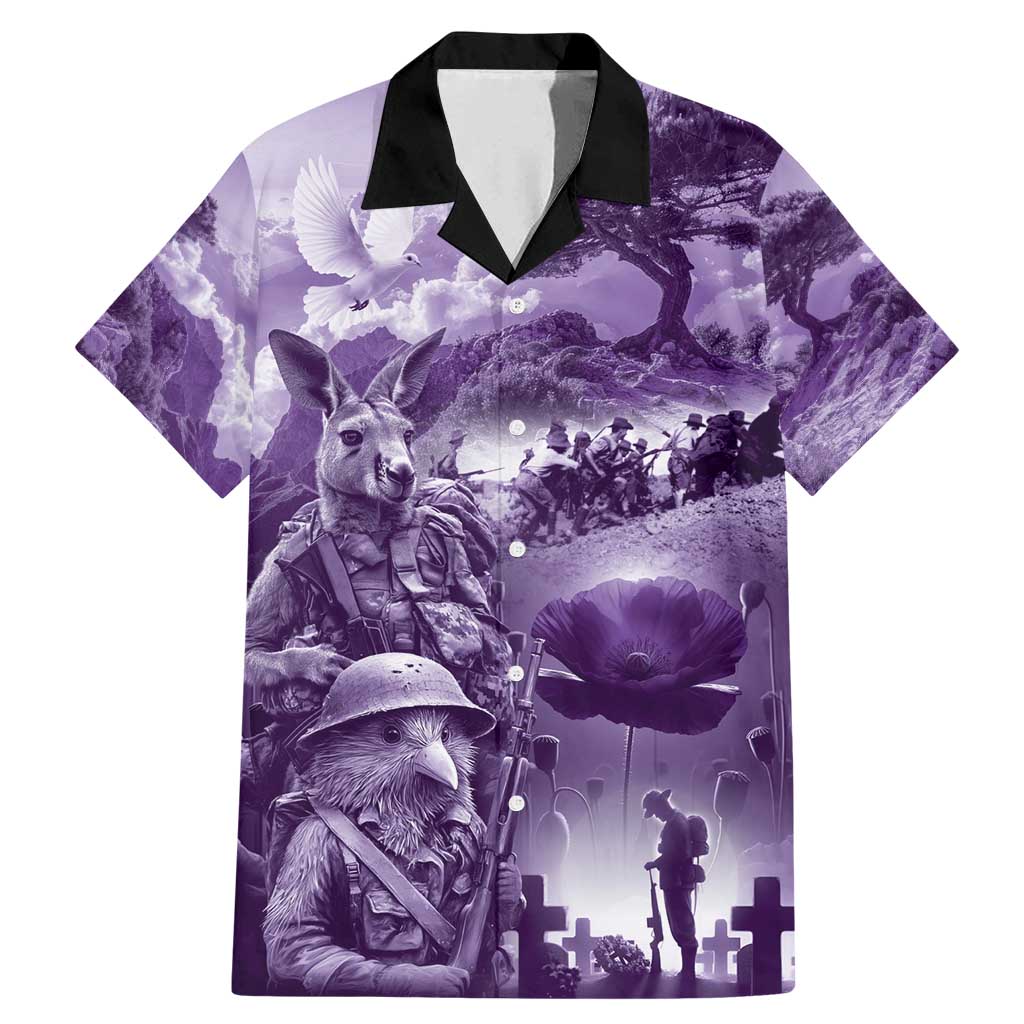 Purple ANZAC Day The Battle of Lone Pine Family Matching Mermaid Dress and Hawaiian Shirt Kiwi-Kangaroo Soldier Lest We Forget