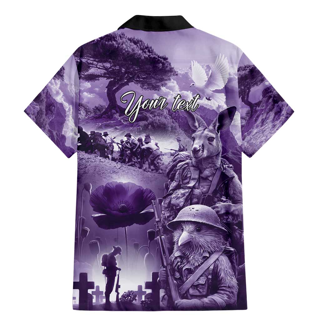 Purple ANZAC Day The Battle of Lone Pine Family Matching Mermaid Dress and Hawaiian Shirt Kiwi-Kangaroo Soldier Lest We Forget