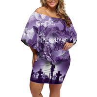 Purple ANZAC Day The Battle of Lone Pine Family Matching Off Shoulder Short Dress and Hawaiian Shirt Kiwi-Kangaroo Soldier Lest We Forget