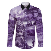 Purple ANZAC Day The Battle of Lone Pine Family Matching Puletasi and Hawaiian Shirt Kiwi-Kangaroo Soldier Lest We Forget