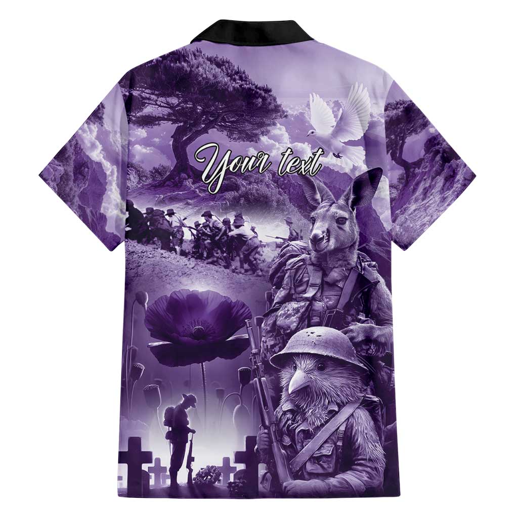 Purple ANZAC Day The Battle of Lone Pine Hawaiian Shirt Kiwi-Kangaroo Soldier Lest We Forget