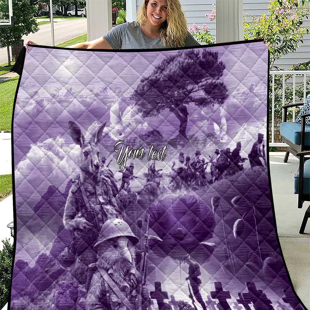 Purple ANZAC Day The Battle of Lone Pine Quilt Kiwi-Kangaroo Soldier Lest We Forget