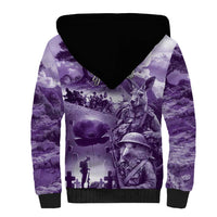 Purple ANZAC Day The Battle of Lone Pine Sherpa Hoodie Kiwi-Kangaroo Soldier Lest We Forget