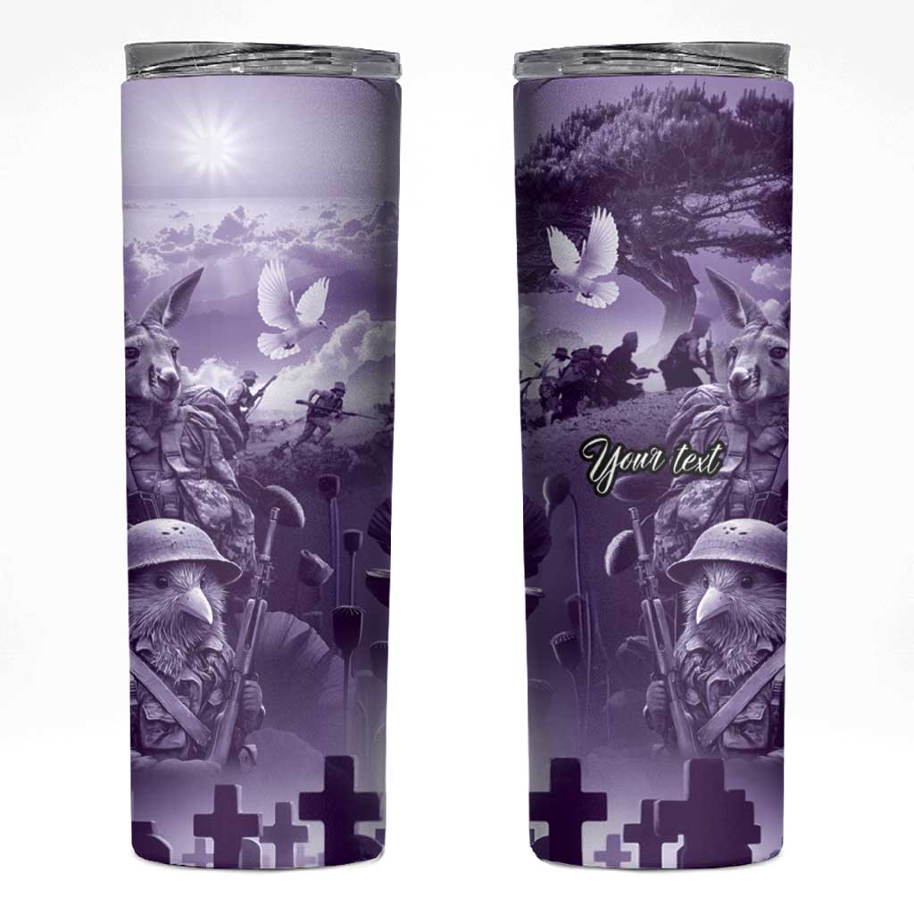 Purple ANZAC Day The Battle of Lone Pine Skinny Tumbler Kiwi-Kangaroo Soldier Lest We Forget