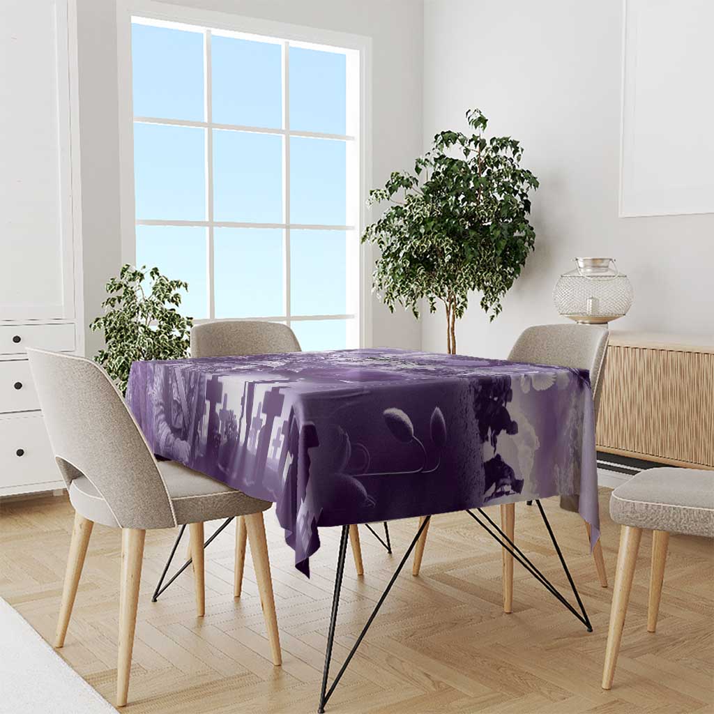 Purple ANZAC Day The Battle of Lone Pine Tablecloth Kiwi-Kangaroo Soldier Lest We Forget