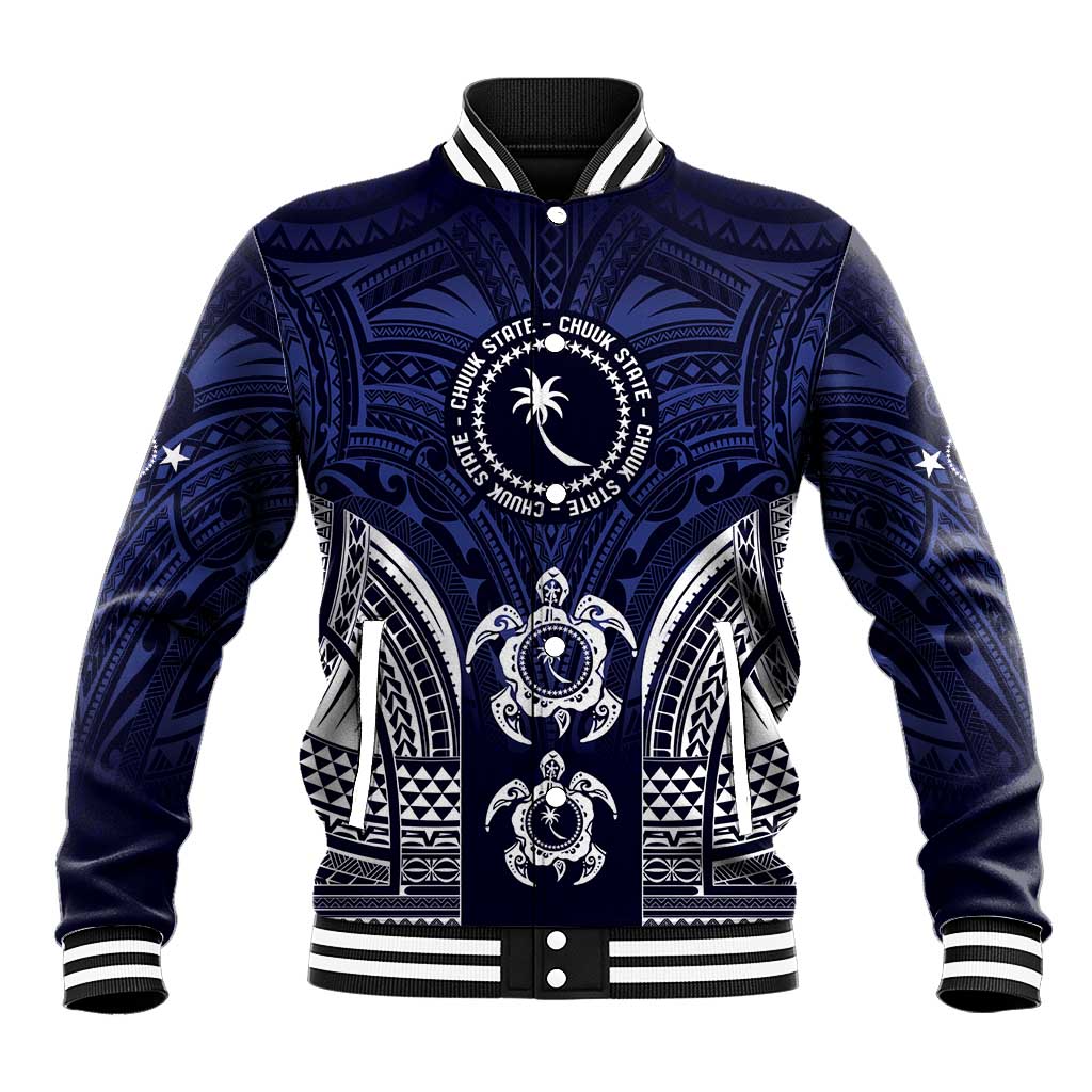 FSM Chuuk States Baseball Jacket Micronesia Six 9 One Polynesian Tribal Pattern